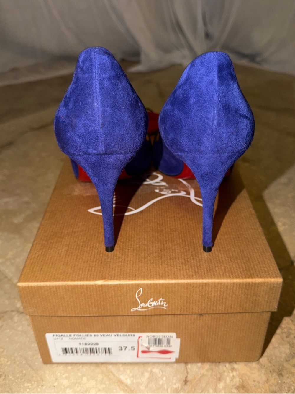 Christian Louboutin Pigalle Follies 85mm 37.5 Blue Suede + Box & Extra Heel Taps - Picture 6 of 16